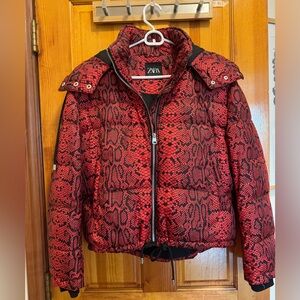 Zara Snakeskin Puffer Jacket